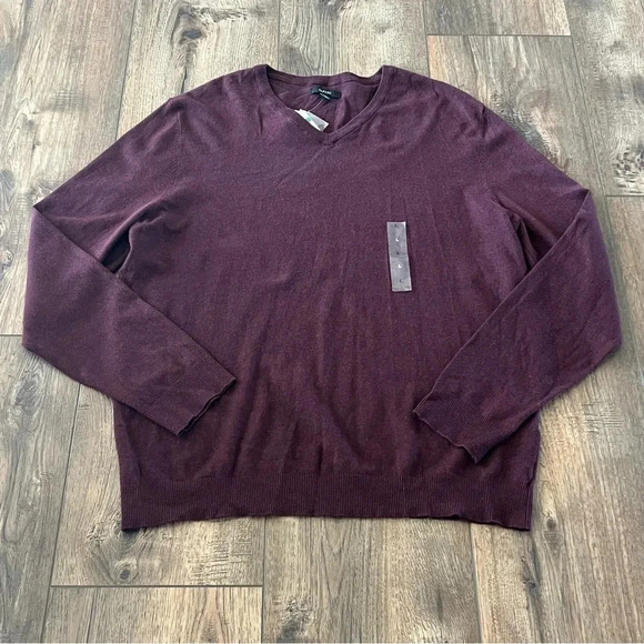 NWT Alfani Men’s VNeck Sweater Luxury Touch Lightweight HeatherMaroon Size L - Picture 7 of 10
